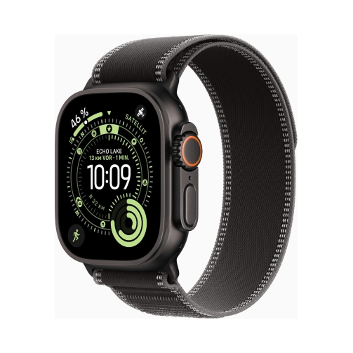 Apple-Watch-Ultra-3-schwarz-mit-Trail-Loop Apple Watch Ultra 3 (Series 11 2025) Gps +Cellular 49mm Black Titanium Case με Trail Loop S/M Black/Charcoal EU - Image 1